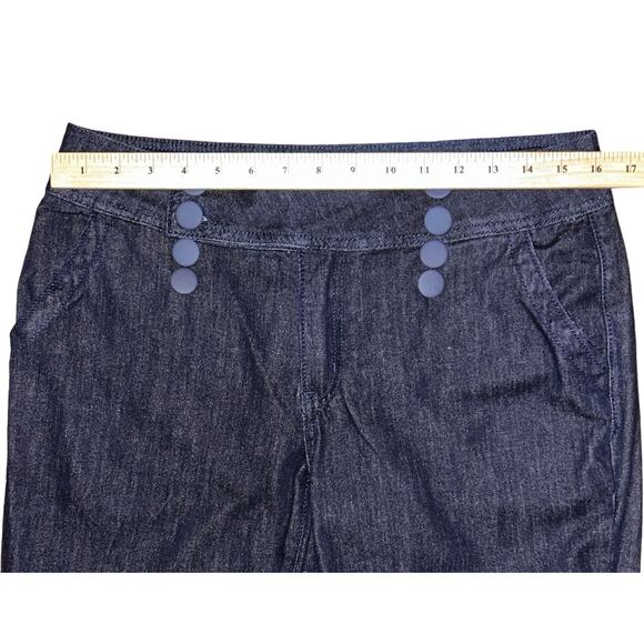 Flamingo 3 Button Wide Leg Dark Wash Stretch Jeans Large (32"x32") - Picture 2 of 7